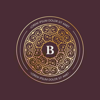 Ornate Golden Initial B Letter Logo Circular Decorative Ornament vector