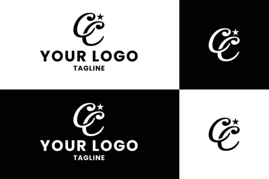 Elegant CC Logo Design with Star vector