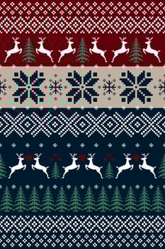 Christmas ethnic pattern pixel art vector