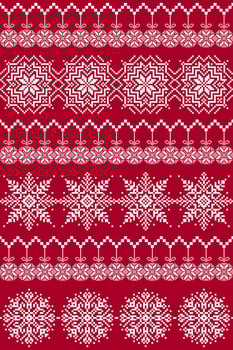 Red Christmas Nordic snowflake vector