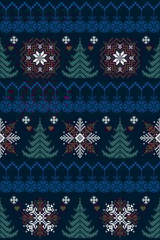 Pretty blue Christmas pine trees pattern vector