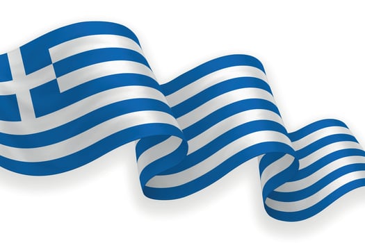 Greece national flag waving on white background vector