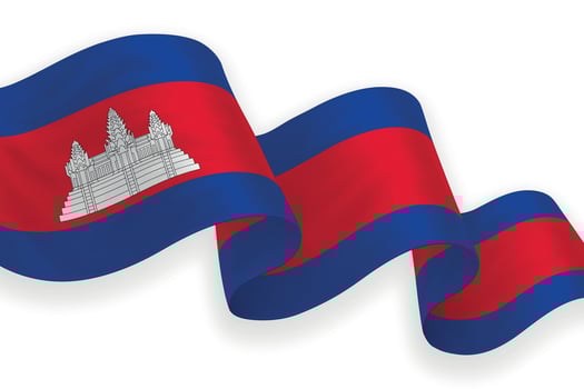 Cambodia national flag waving on white background vector