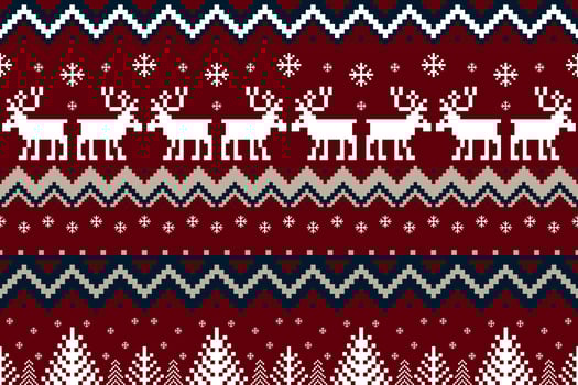 Red Christmas ethnic pattern vector