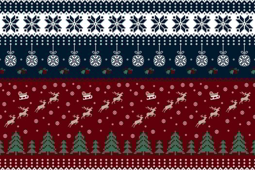 Blue and Red Christmas pattern vector