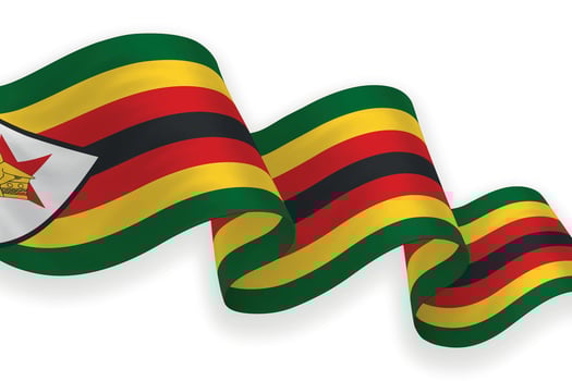 Zimbabwe national flag waving on white background vector