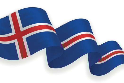 Iceland national flag waving on white background vector