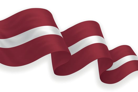 Latvia national flag waving on white background vector