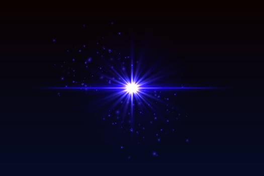 A bright blue star with a bright light vector