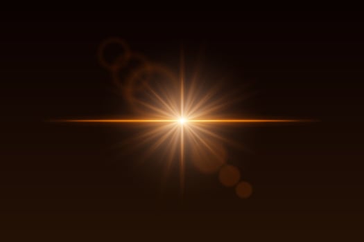 A bright star with a lens flare on a dark background vector