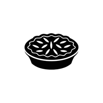 Black and White Baked Pie Icon Silhouette vector