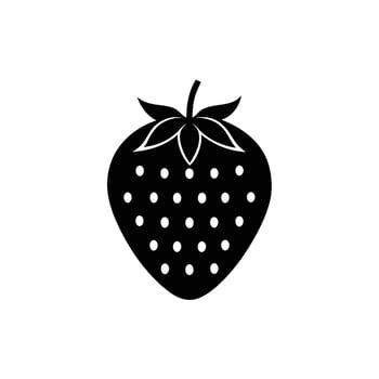 Black and White Strawberry Fruit Icon Illustration vector