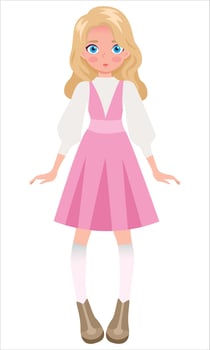 blonde girl in a pink dress vector