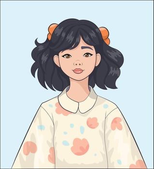 asian girl in national costume graphics vector