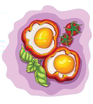 fried two eggs breakfast pepper vector