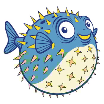 Cartoon pufferfish with big eyes vector