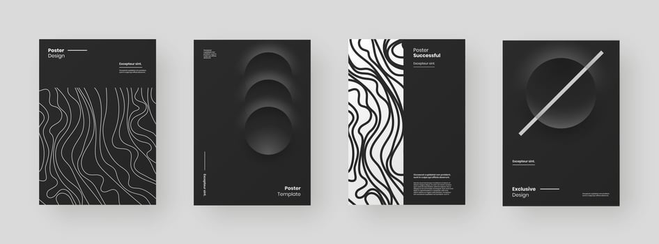 Modern black and white poster designs vector
