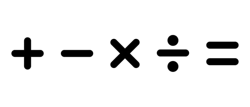 plus, minus, multiply, division, equal sign math symbol icon illustration vector