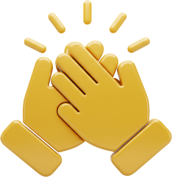 Vibrant 3D clapping hands icon symbolizing applause, success, and celebration png