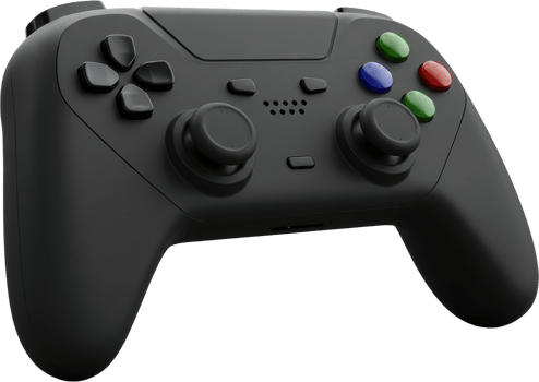 Black game controller with colorful buttons and dual joysticks for immersive gaming png