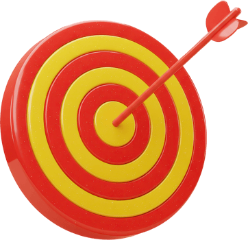 Red and yellow bullseye target with a direct hit from a vibrant arrow png