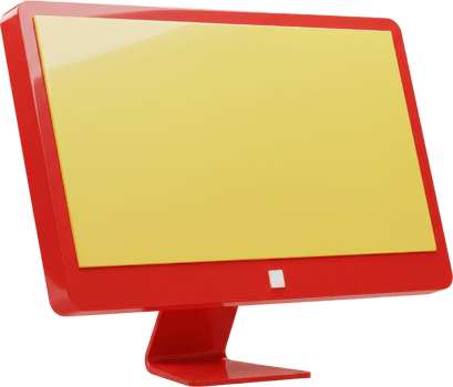 Sleek red computer monitor with a bright yellow screen, ideal for modern technology concepts png