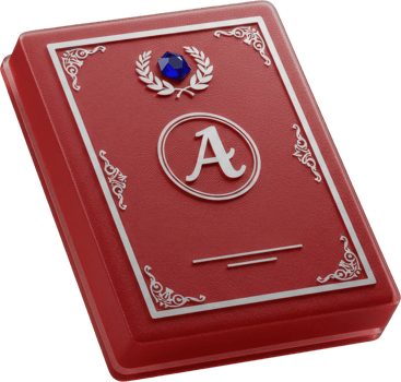 Premium red award case with ornate silver design and prominent letter a png