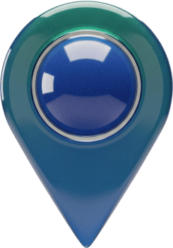 Futuristic 3D map pointer with shiny blue and green gradient for navigation apps png