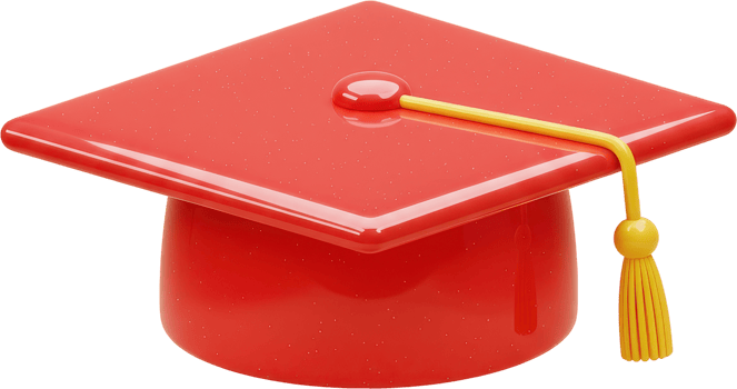 Bright red graduation cap with yellow tassel symbolizing academic achievement png