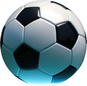 Sleek black and white soccer ball with a glossy, high tech appearance. png