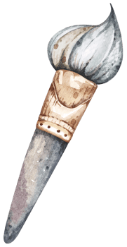 Paintbrush painted with watercolors.Art supplies. Tools for painting. png