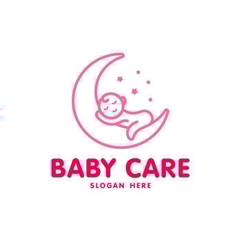 baby sleeping on moon logo design vector