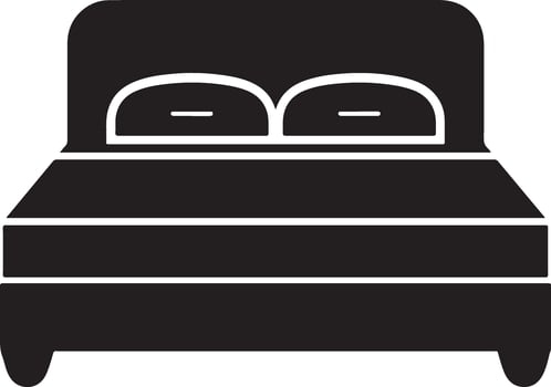 Solid Bed Silhouette Logo In Style On White Background vector