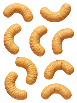 Delicious Crunchy Cheese Puff Snacks Scattered on transparent background png
