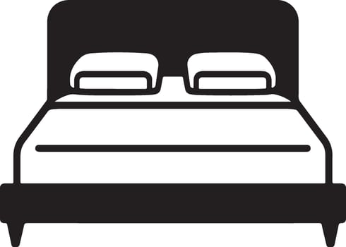 Bed Silhouette Icon In Minimalist Style On White Background vector