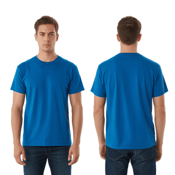 Blank Royal Blue T-Shirt Mockup on a Man isolated on transprent background png