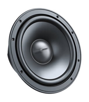 High quality audio speaker with a sleek black design perfect for home theater systems or professional audio setups a detailed close up view showcasing its impressive construction and audio technology png