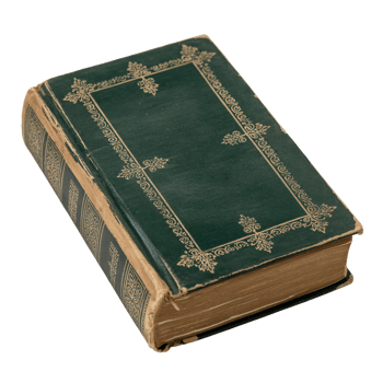 Antique Green Book with Ornate Gold Detail isolated on transparent background png