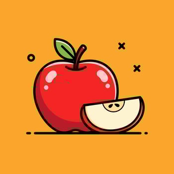 Juicy Red Apple Fruit Illustration Design Graphic Element vector