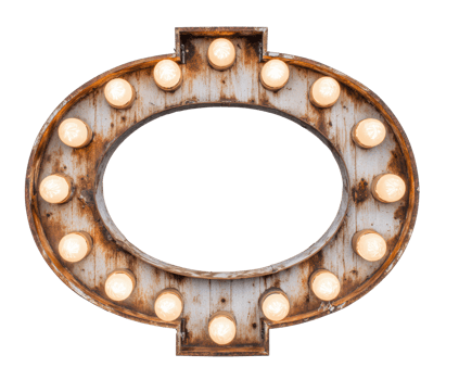 Vintage marquee sign with bright bulbs for events and decoration png
