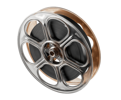Vintage film reel showcasing classic cinema craftsmanship and design png