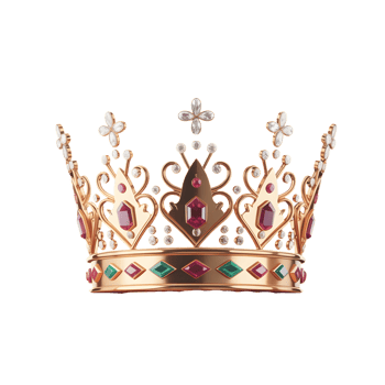 Golden Royal Crown with Jewels and Purple Cushion png