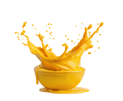 Yellow paint splash in bowl creates dynamic and vibrant scene png