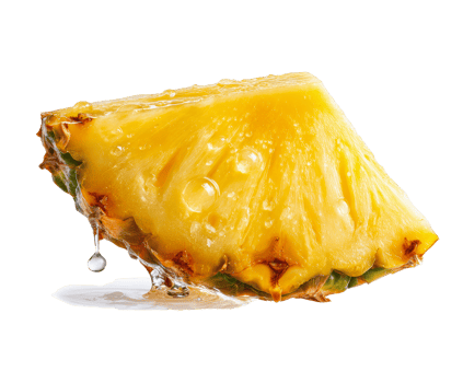 Fresh pineapple slice with droplets for healthy eating designs png
