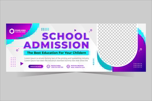 School Admission Banner Template vector