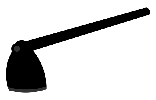 Black shadow of a hoe, a tool for digging, transparent background png