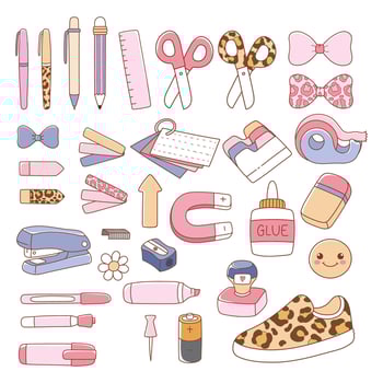 Back to school Elements Doodle Cartoon Style vector