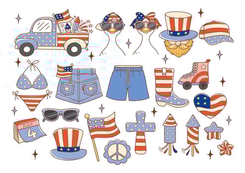 Fourth of July themed clipart collection vector