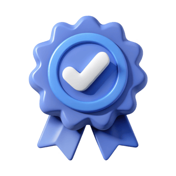 3d realistic blue checkmark badge icon isolated on transparent background png