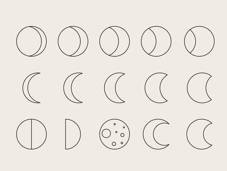Moon Phase Celestial Symbol Silhouette. Minimalist Graphic Aesthetic Symbol. baby Nursery poster Design Part. Weather, Astrology, Astronomy, Tarot Decoration. Sweet Dream Good Night Boho Sign Outline vector